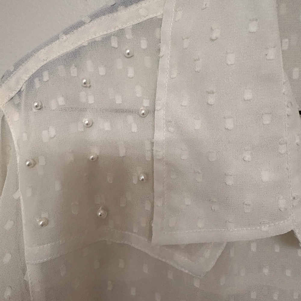 OUTBACK White Sheer Button-Up Blouse - Picture 4 of 5